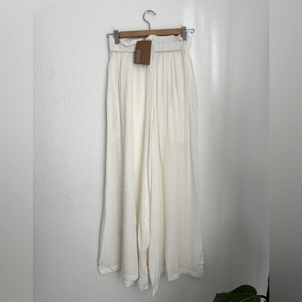 Berlook White Wide Leg Cropped Pants - Swim Cover Up - Picture 2 of 3